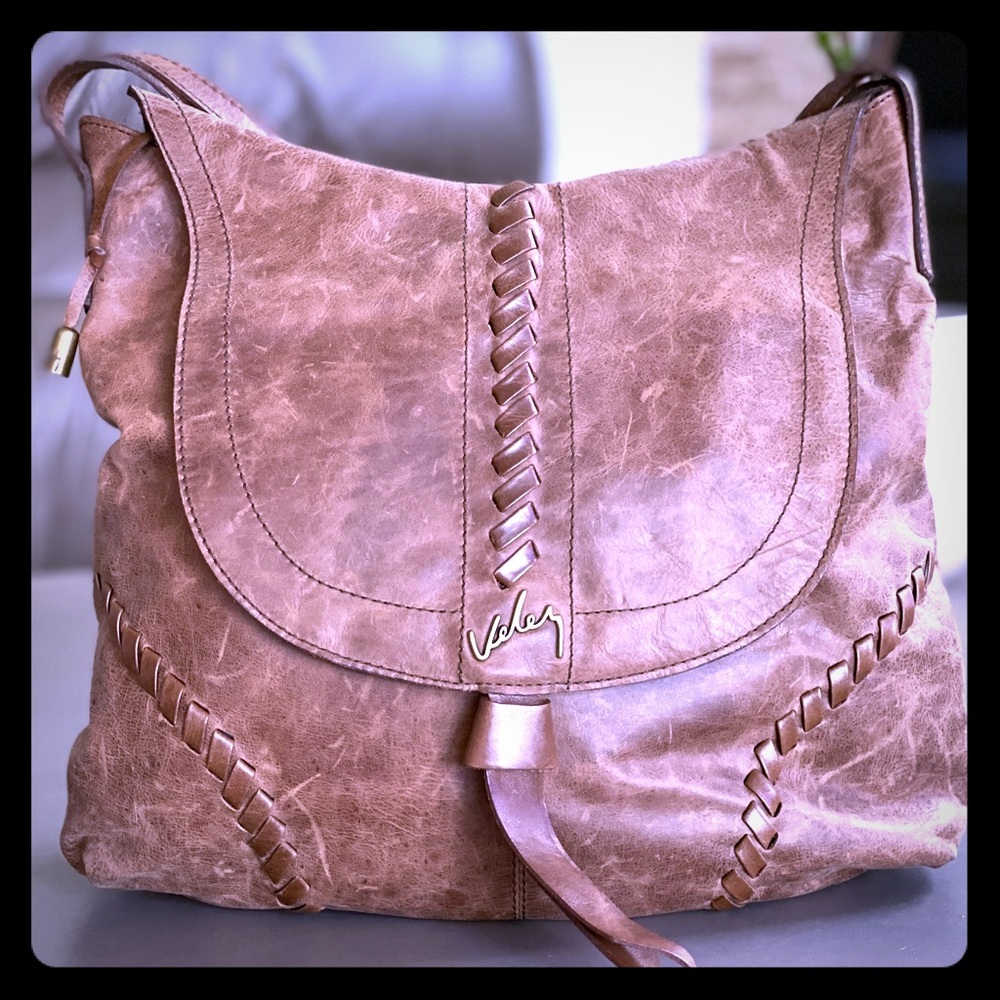 Distressed leather Velez shoulder bag